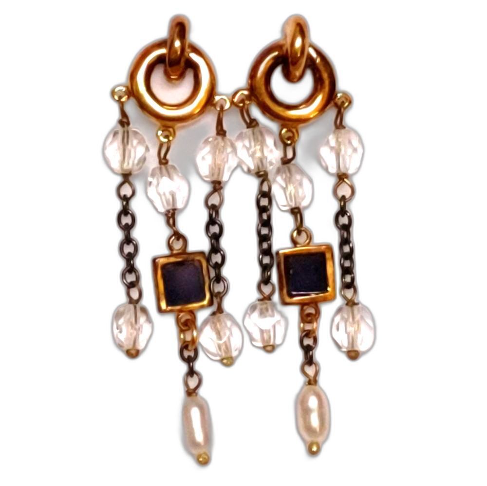 Vintage MMA CHMF Louis Comfort Tiffany Byzantine Revival Pearl Drop Earrings